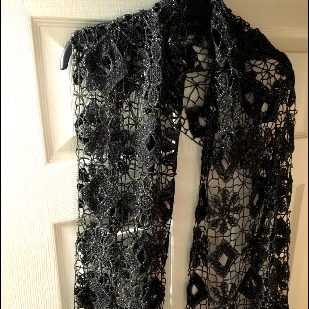 Black, silver, gray scarf